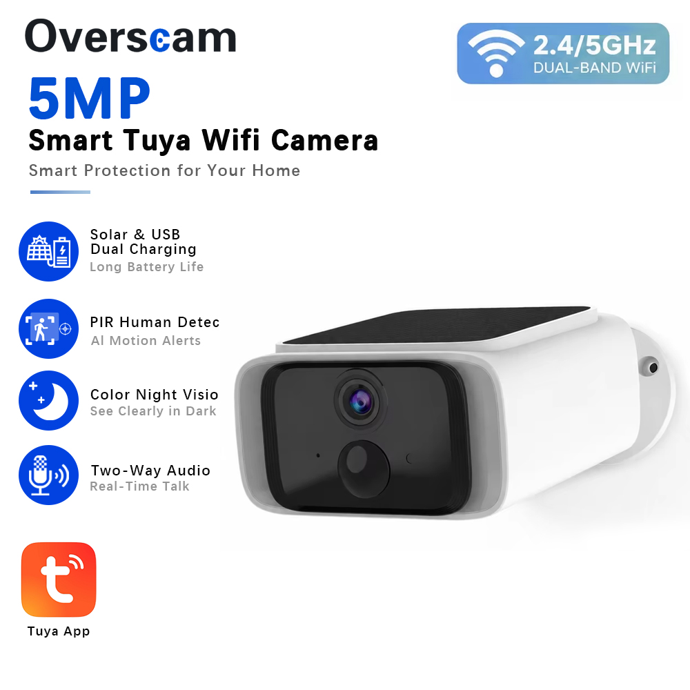 Home Security Bell - Tuya 5MP 태양광 보안 카메라 가정용