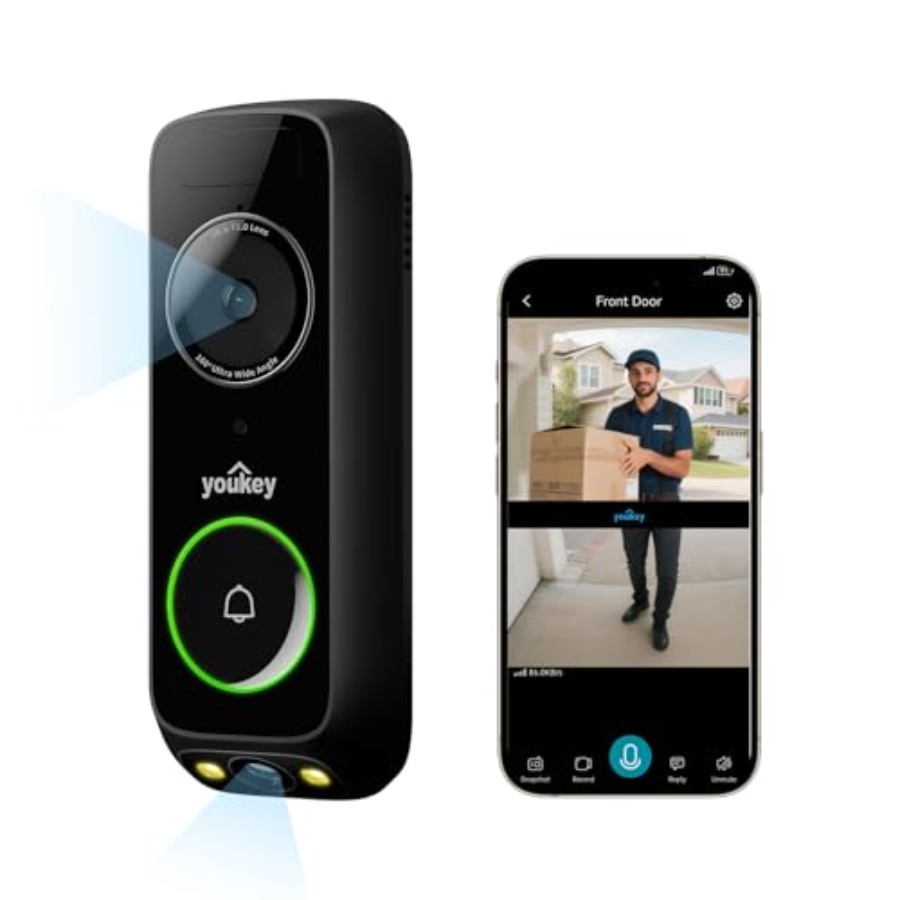 Home Security No Subscription - 가정 보안용 무선 도어벨 카메라, 2K