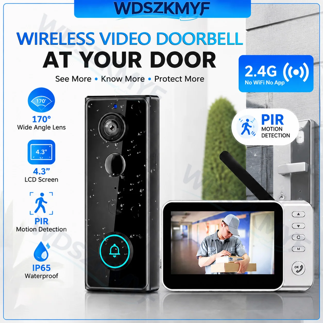 Home Security Bell - 새로운 방수 무선 초인종 카메라 4.3인치