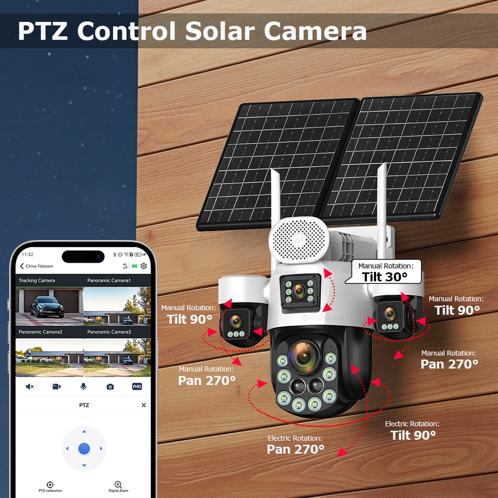4렌즈 아웃도어 360 °   감시용 태양광 카메라 2 - Home Security Features 리뷰 및 가격