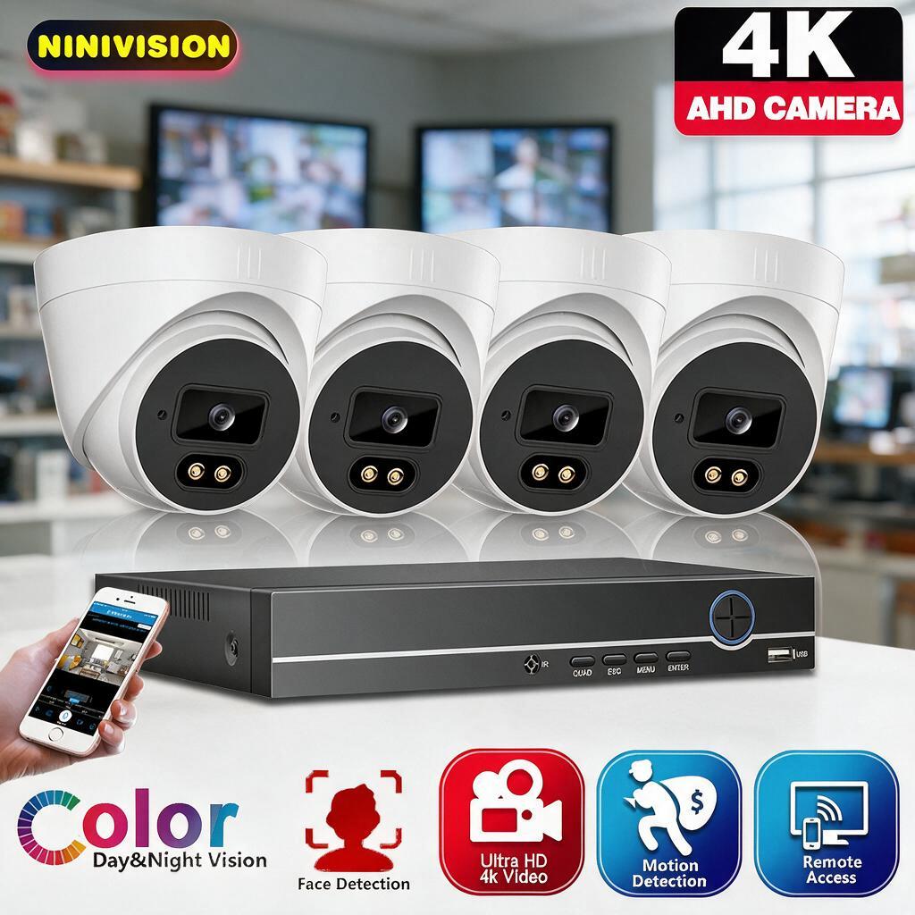 4채널 4K AHD 돔형 카메라 보안 시스템 키트, 실 - Home Security And Camera Systems 리뷰 및 가격