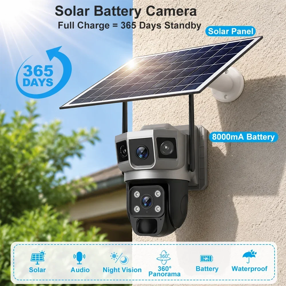 V380 4K 3화면 4G 카메라 태양광 배터리 PIR - Home Security Features 리뷰 및 가격