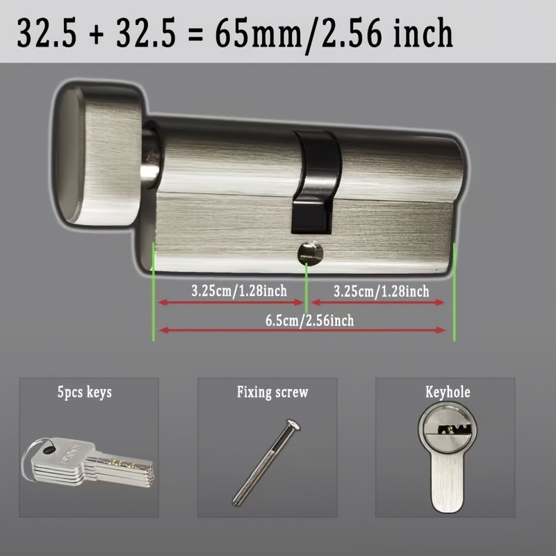1Pc 유럽 표준형 전체 구리 도난 방지 잠금 실린더, - Home Security Features 리뷰 및 가격